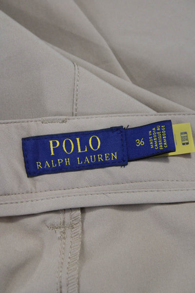 Polo Ralph Lauren Mens Chino Shorts Beige Polyester Blend Button Size 36