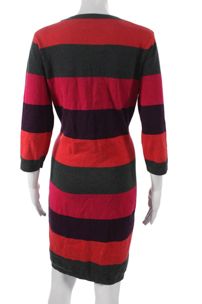Calvin Klein Women Sweater Dress Multicolor Scoop Neck 3/4 Sleeve Size L