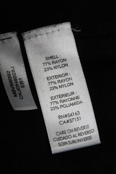 Calvin Klein Women Pullover Sweater Black Striped Turtleneck Rayon Size L