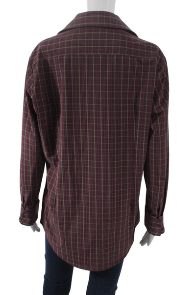 Mizzen + Main Mens Red Plaid Collared Button Down Long Sleeve Polyester Size L