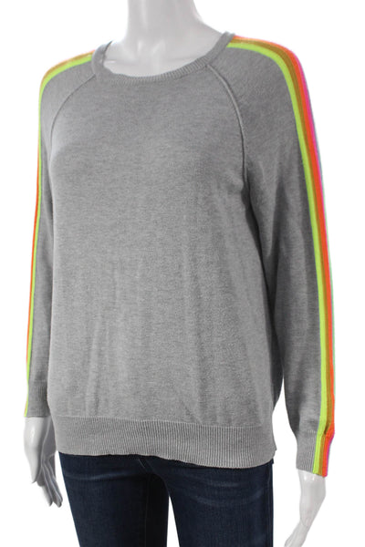Whisper By Brodie Women Gray Striped Pullover Sweater Size XS
