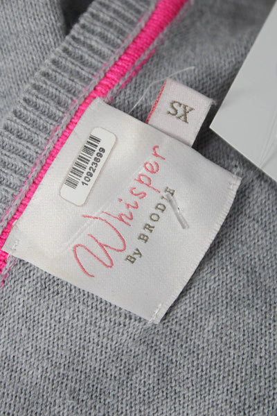 Whisper By Brodie Women Gray Striped Pullover Sweater Size XS