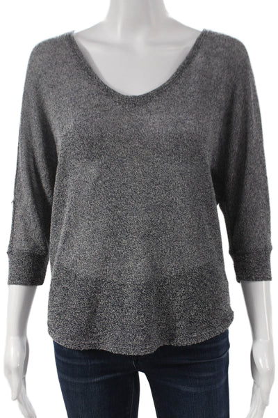 Soft Joie Women Basic Gray V-Neck 3/4 Sleeve Polyester Blouse Size XS