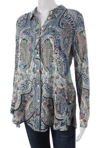 Ba&Sh Women Multicolor Paisley Collared Long Sleeve Tunic Button-Up Size XS