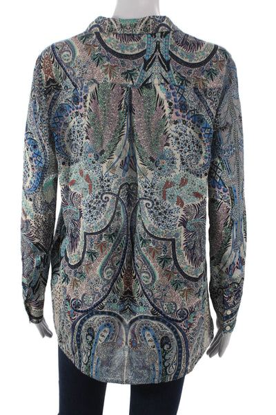 Ba&Sh Women Multicolor Paisley Collared Long Sleeve Tunic Button-Up Size XS