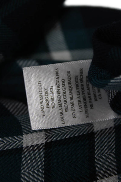 Rails Women Collared Plaid Button-Up Rayon Long Sleeve Top Blue Fall Size S
