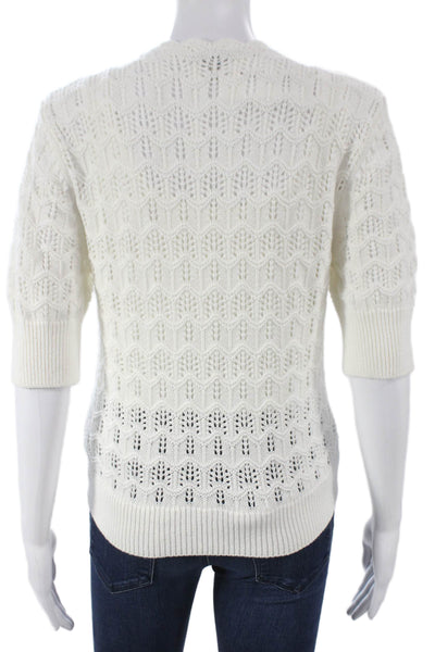 Baum Und Pferdgarten Womens Cardigan Cotton V-Neck Geometric White 3/4 Size S