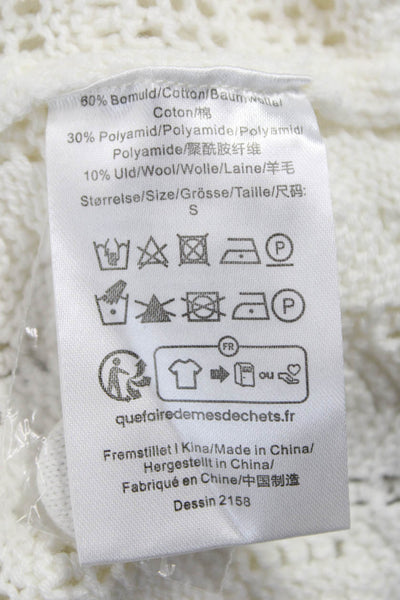 Baum Und Pferdgarten Womens Cardigan Cotton V-Neck Geometric White 3/4 Size S