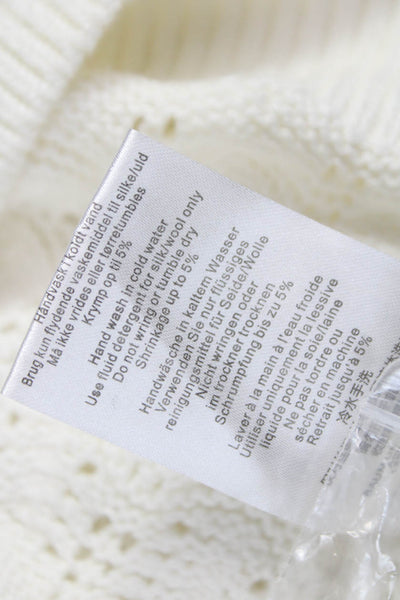 Baum Und Pferdgarten Womens Cardigan Cotton V-Neck Geometric White 3/4 Size S