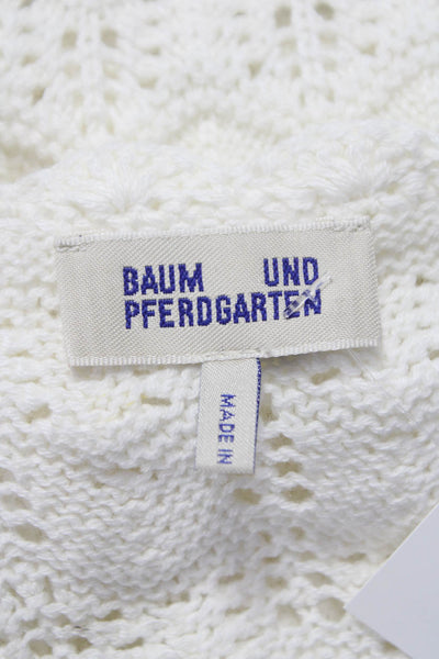 Baum Und Pferdgarten Womens Cardigan Cotton V-Neck Geometric White 3/4 Size S
