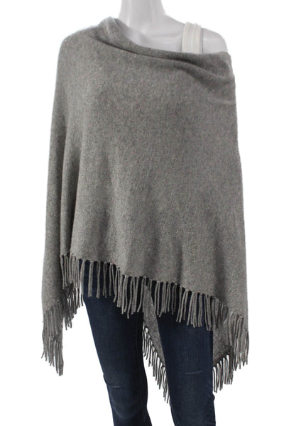 Minnie Rose Womens Cashmere Poncho Gray Round Neck Long Sleeve Size One Size