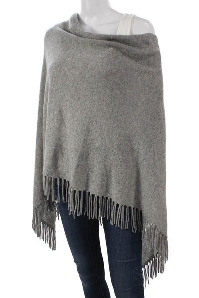 Minnie Rose Womens Cashmere Poncho Gray Round Neck Long Sleeve Size One Size