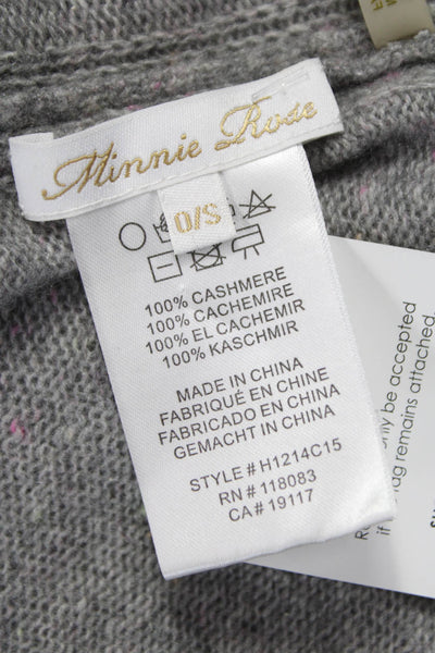 Minnie Rose Womens Cashmere Poncho Gray Round Neck Long Sleeve Size One Size