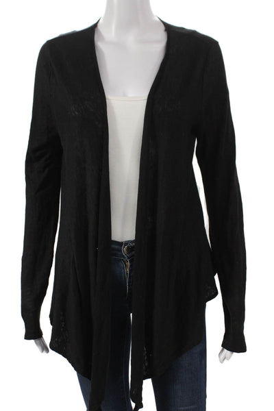 Calypso Saint Barth Women Linen Black V-Neck Long Sleeve Cardigan Size S