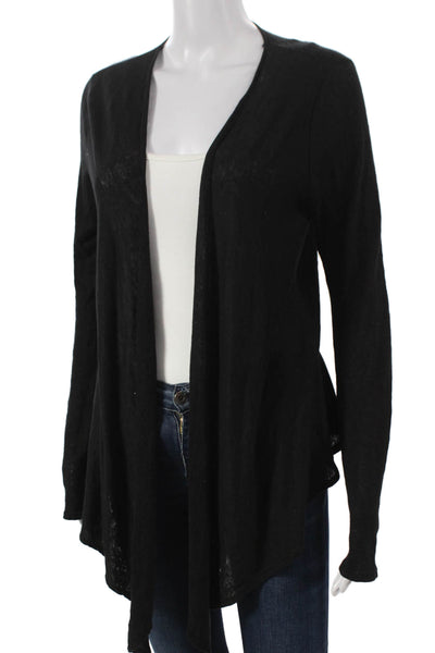 Calypso Saint Barth Women Linen Black V-Neck Long Sleeve Cardigan Size S