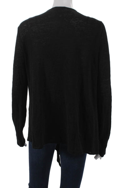 Calypso Saint Barth Women Linen Black V-Neck Long Sleeve Cardigan Size S