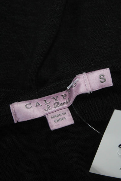 Calypso Saint Barth Women Linen Black V-Neck Long Sleeve Cardigan Size S