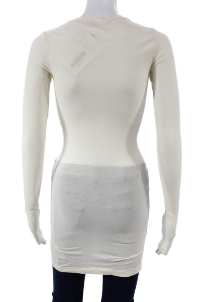 Splendid Women Tunic Ivory Scoop Neck Long Sleeve Cotton Size S