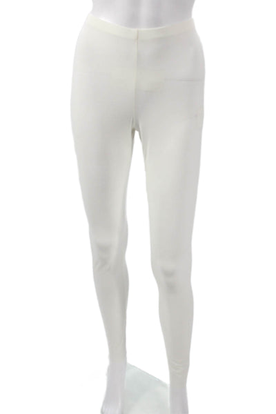 The Row Womens Ankle Silk Leggings White Solid Size M