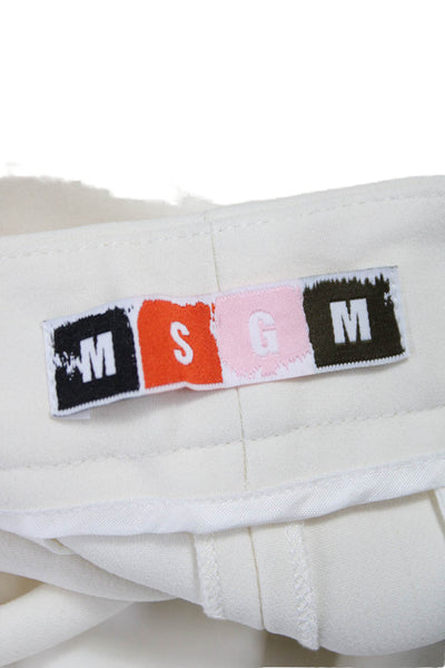 MSGM Womens Dress Pants Ivory Viscose Zip Inseam 27 Size 46