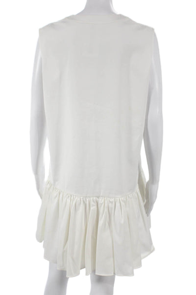 Christian Dior Women Sleeveless Shift Dress White Cotton Knee Length Size 10