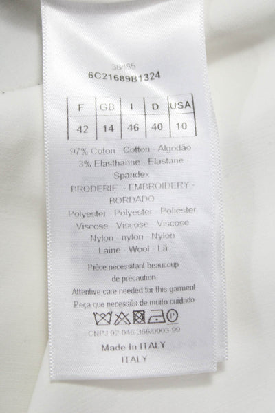Christian Dior Women Sleeveless Shift Dress White Cotton Knee Length Size 10