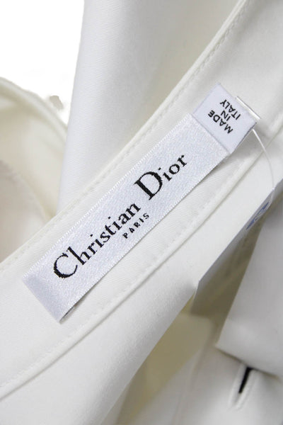 Christian Dior Women Sleeveless Shift Dress White Cotton Knee Length Size 10