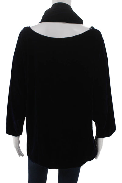 Zoran Womens Silk Cowl Neck Tunic 3/4 Sleeve Blue Size M