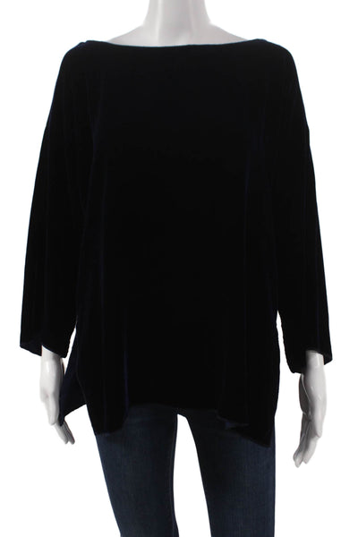 Zoran Womens Silk Cowl Neck Tunic 3/4 Sleeve Blue Size M