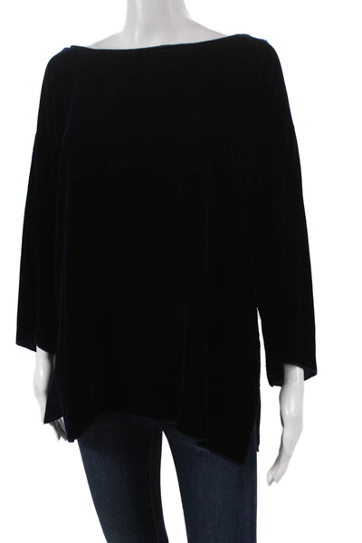 Zoran Womens Silk Cowl Neck Tunic 3/4 Sleeve Blue Size M
