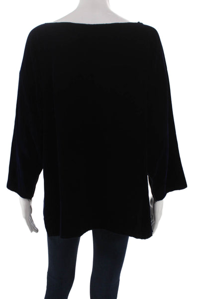 Zoran Womens Silk Cowl Neck Tunic 3/4 Sleeve Blue Size M