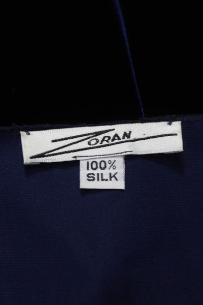 Zoran Womens Silk Cowl Neck Tunic 3/4 Sleeve Blue Size M