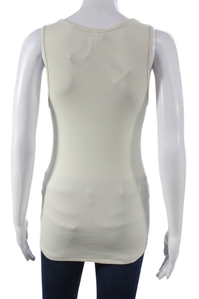 Skims Womens Basic Ivory Tank Sleeveless Cotton Elastane Round Neck Size M