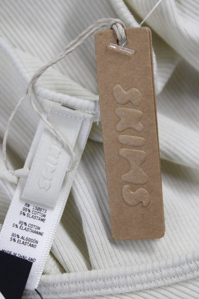 Skims Womens Basic Ivory Tank Sleeveless Cotton Elastane Round Neck Size M