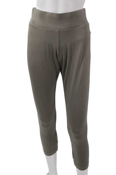 Anue Ligne Womens Tactel Solid Green Capri Leggings Size L
