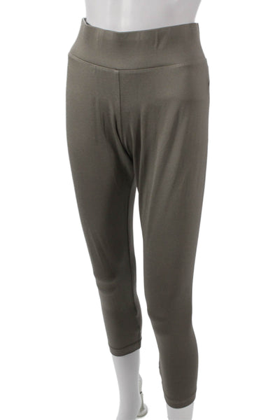 Anue Ligne Womens Tactel Solid Green Capri Leggings Size L
