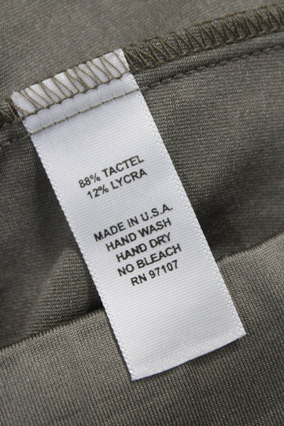 Anue Ligne Womens Tactel Solid Green Capri Leggings Size L