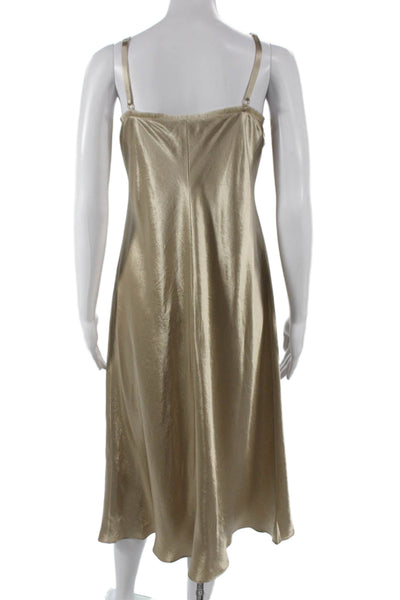 Vince Women Slip Dress Beige V Neck Sleeveless Knee Length Size L