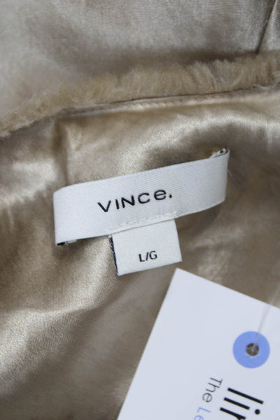 Vince Women Slip Dress Beige V Neck Sleeveless Knee Length Size L
