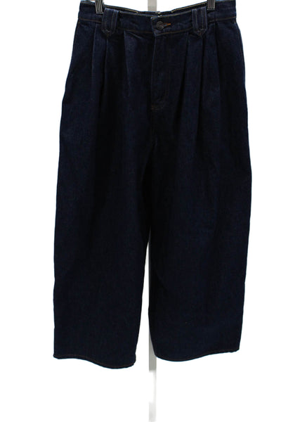 Magda Butrym Women Wide-Leg Jeans Blue Cotton High Rise Size 38