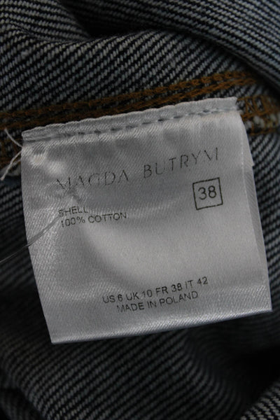 Magda Butrym Women Wide-Leg Jeans Blue Cotton High Rise Size 38