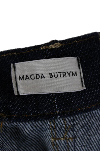 Magda Butrym Women Wide-Leg Jeans Blue Cotton High Rise Size 38