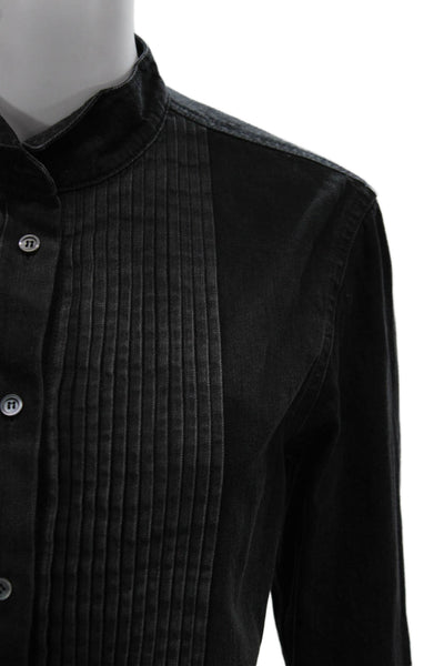 Loewe Womens Black Cotton Collared Button-Up Coat Long Sleeve Size 38
