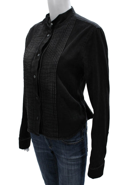 Loewe Womens Black Cotton Collared Button-Up Coat Long Sleeve Size 38