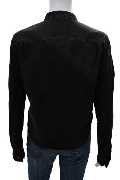 Loewe Womens Black Cotton Collared Button-Up Coat Long Sleeve Size 38