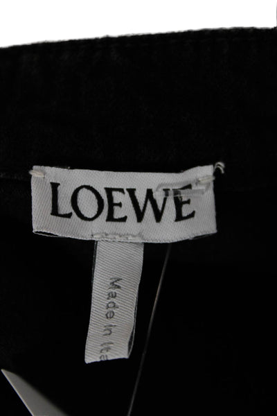 Loewe Womens Black Cotton Collared Button-Up Coat Long Sleeve Size 38
