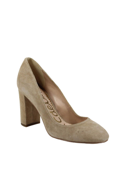 Sam Edelman Womens Suede Slip On Heels Pumps Beige Size 6.5