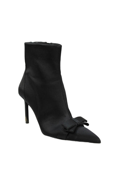 Zara Womens Bow Detail Pointed Toe Ankle Boots Black Size 37 7