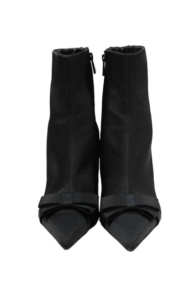 Zara Womens Bow Detail Pointed Toe Ankle Boots Black Size 37 7