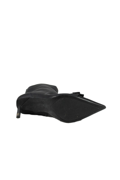 Zara Womens Bow Detail Pointed Toe Ankle Boots Black Size 37 7